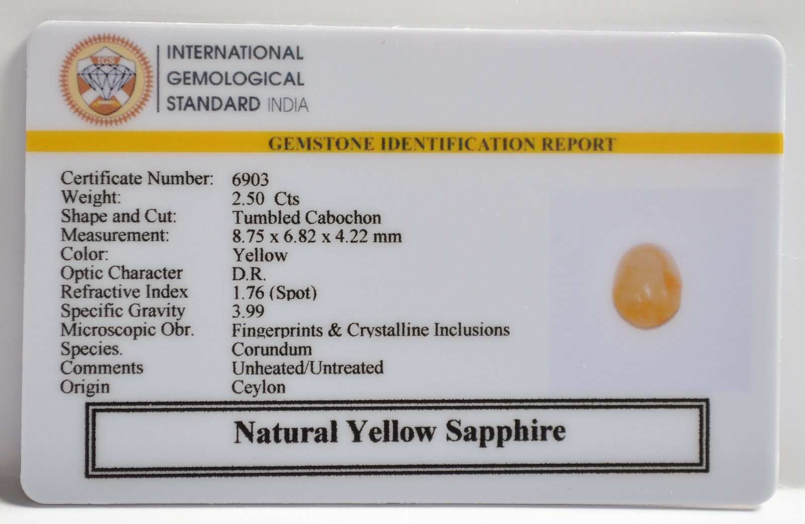 YELLOW SAPPHIRE 2.5 Ct. 3 NYSP8577 2 1 YELLOW SAPPHIRE 2.5 Ct.