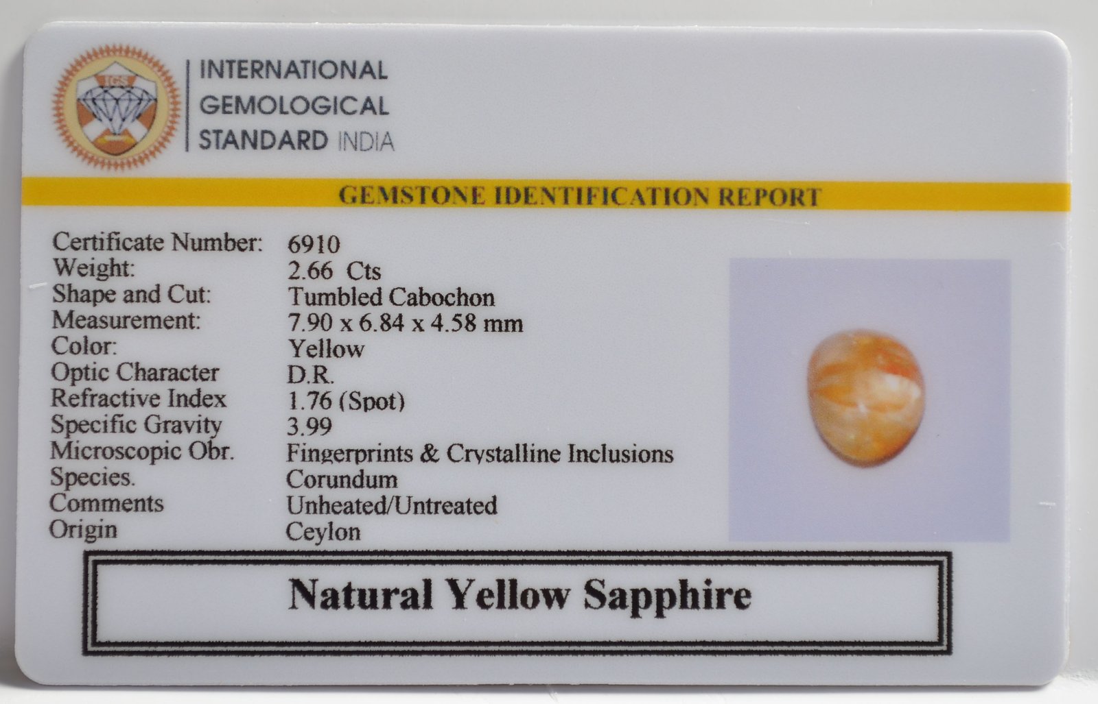 NYSP8584 2 1 YELLOW SAPPHIRE 2.66 Ct.