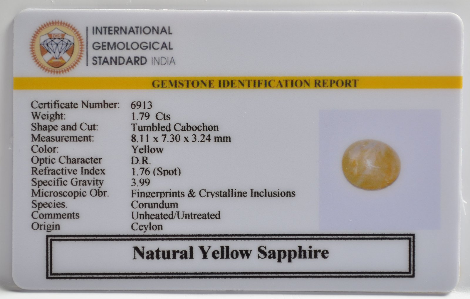 NYSP8587 2 1 YELLOW SAPPHIRE 1.79 Ct.