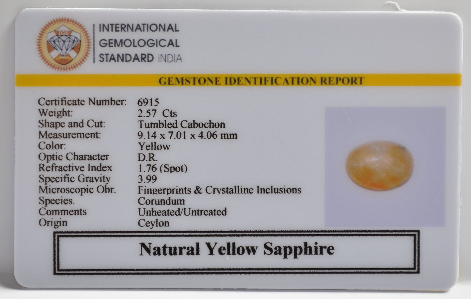 NYSP8589 2 1 YELLOW SAPPHIRE 2.57 Ct.
