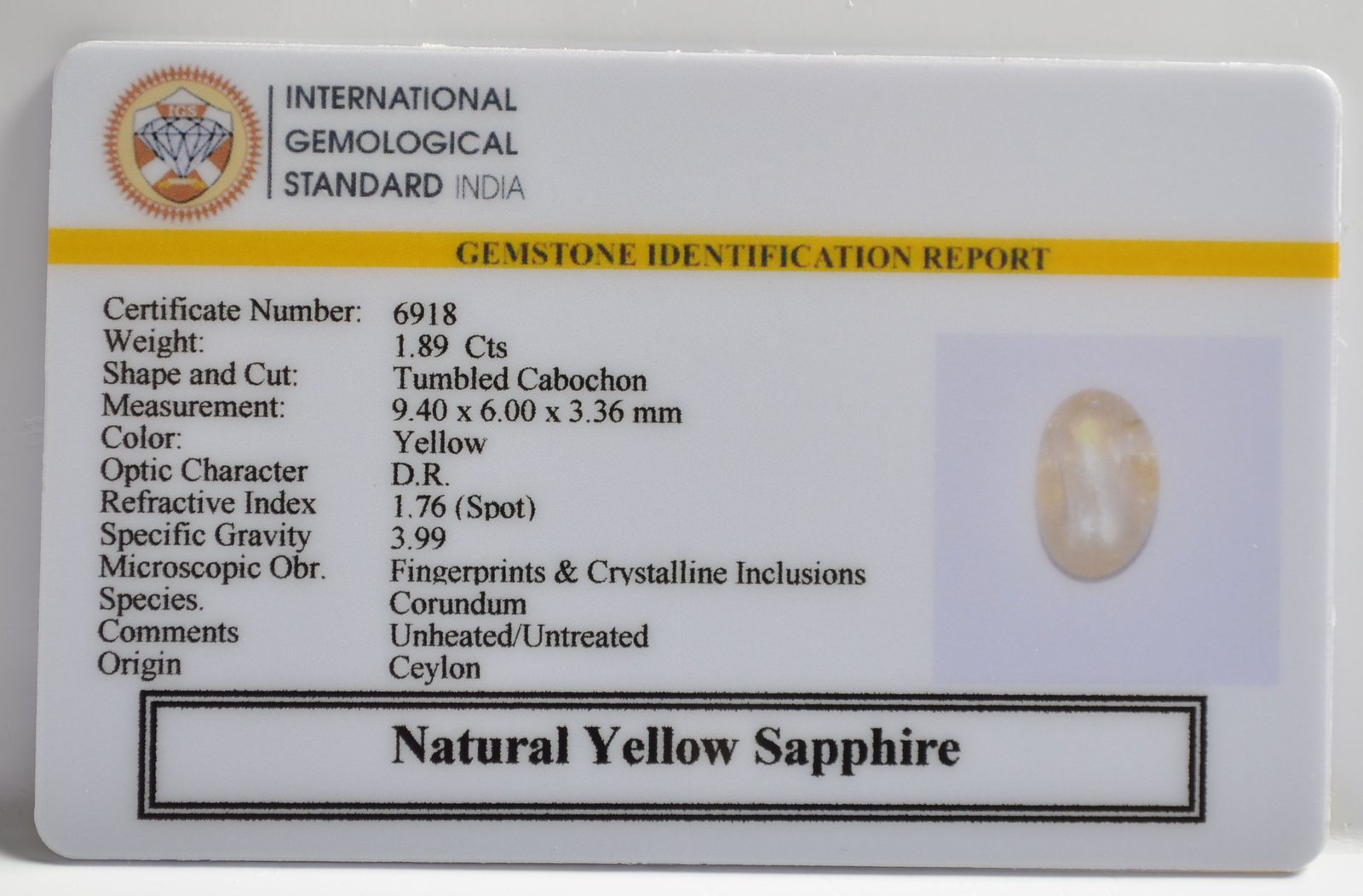 NYSP8592 2 1 YELLOW SAPPHIRE 1.89 Ct.