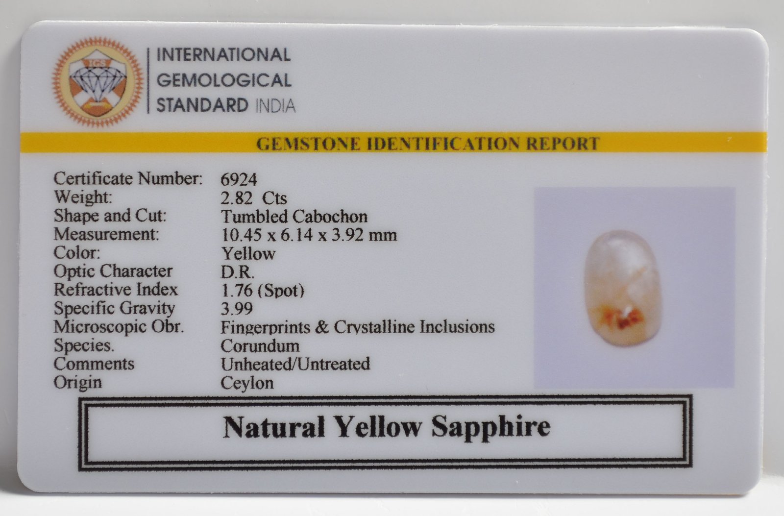 YELLOW SAPPHIRE 2.82 Ct. 3 NYSP8598 2 1 YELLOW SAPPHIRE 2.82 Ct.