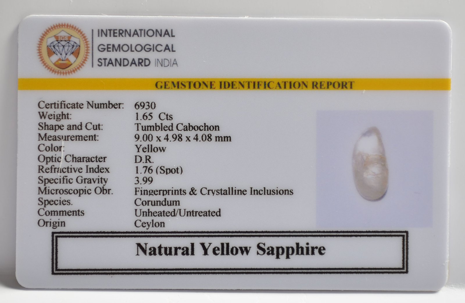 NYSP8604 2 1 YELLOW SAPPHIRE 1.65 Ct.