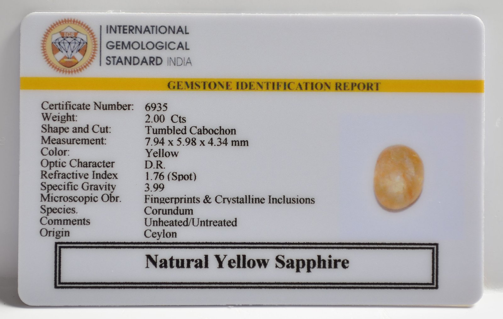 NYSP8609 2 1 YELLOW SAPPHIRE 2 Ct.
