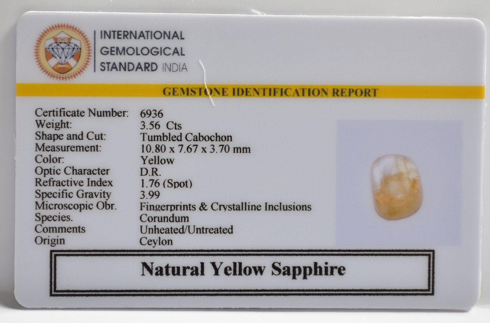 NYSP8610 2 1 YELLOW SAPPHIRE 3.56 Ct.