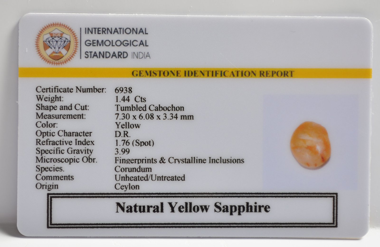 NYSP8612 2 1 YELLOW SAPPHIRE 1.44 Ct.