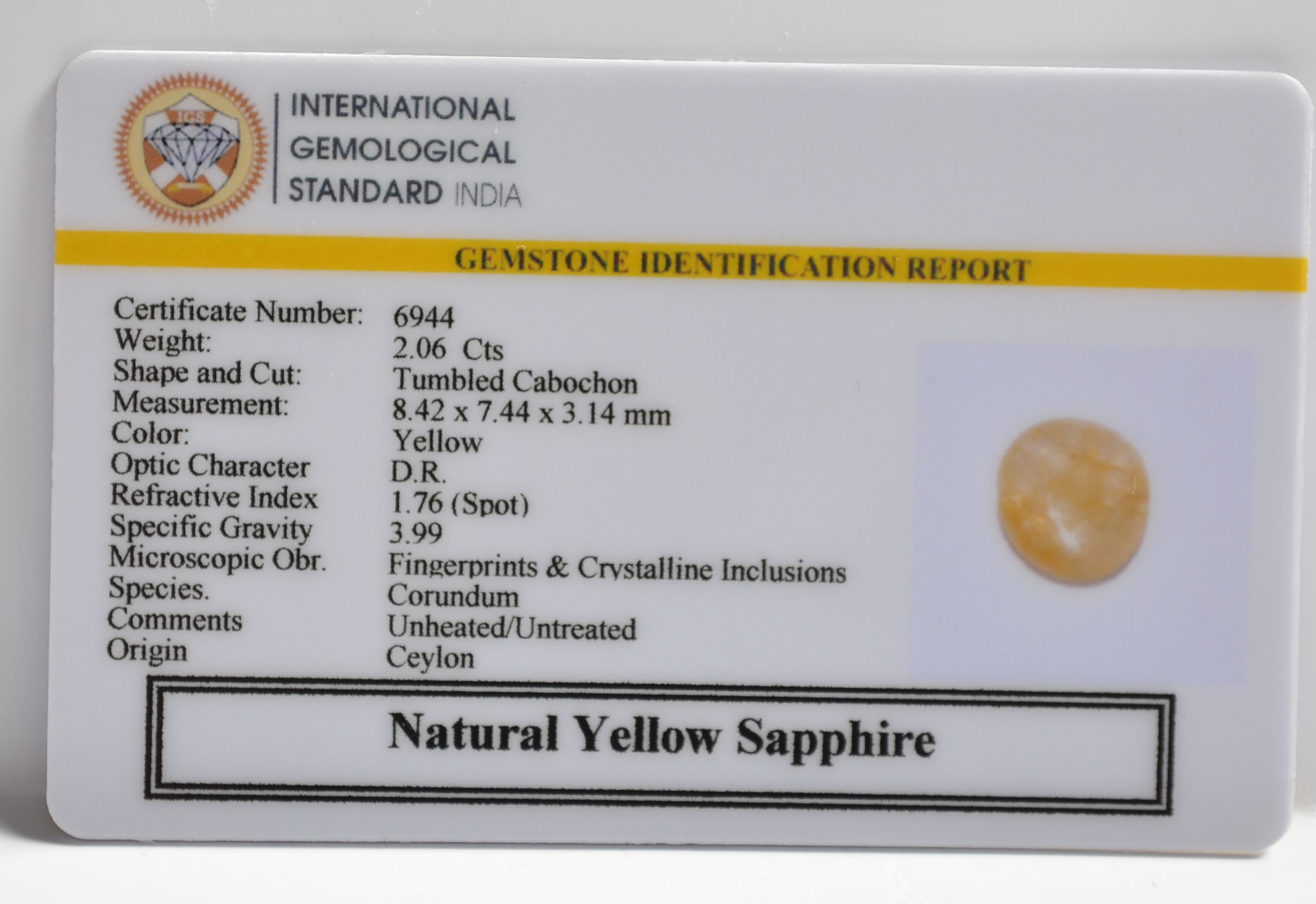 NYSP8618 2 YELLOW SAPPHIRE 2.06 Ct.