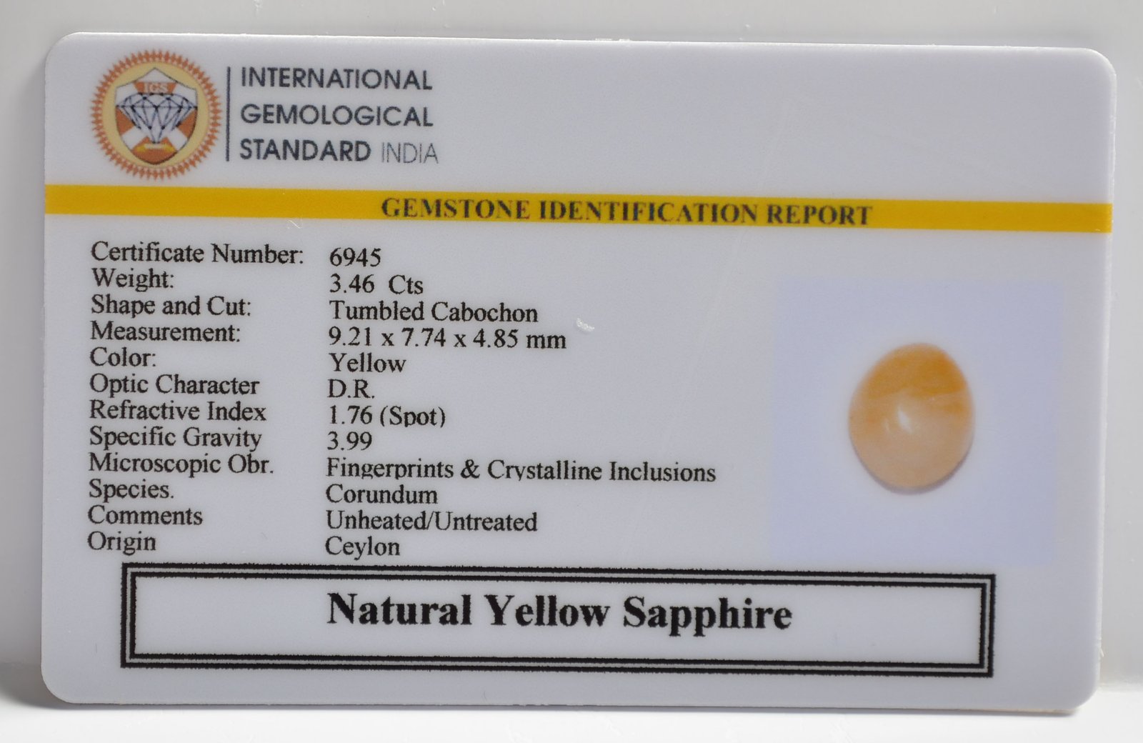 NYSP8619 2 1 YELLOW SAPPHIRE 3.46 Ct.