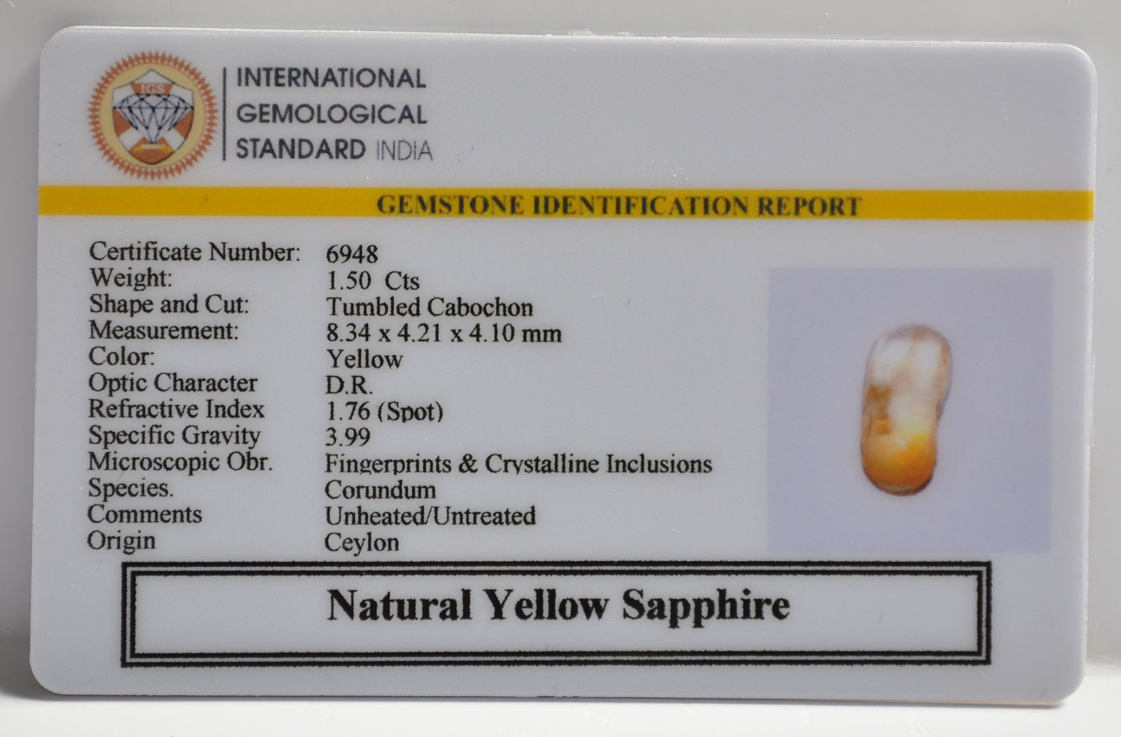YELLOW SAPPHIRE 1.5 Ct. 3 NYSP8622 2 1 YELLOW SAPPHIRE 1.5 Ct.