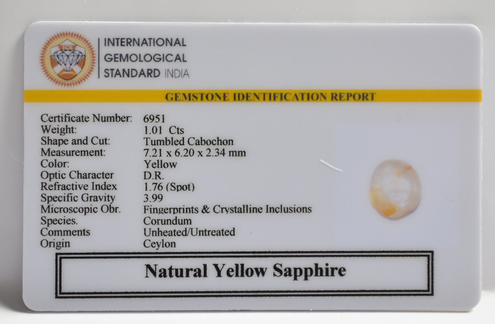 NYSP8625 2 1 YELLOW SAPPHIRE 1.01 Ct.