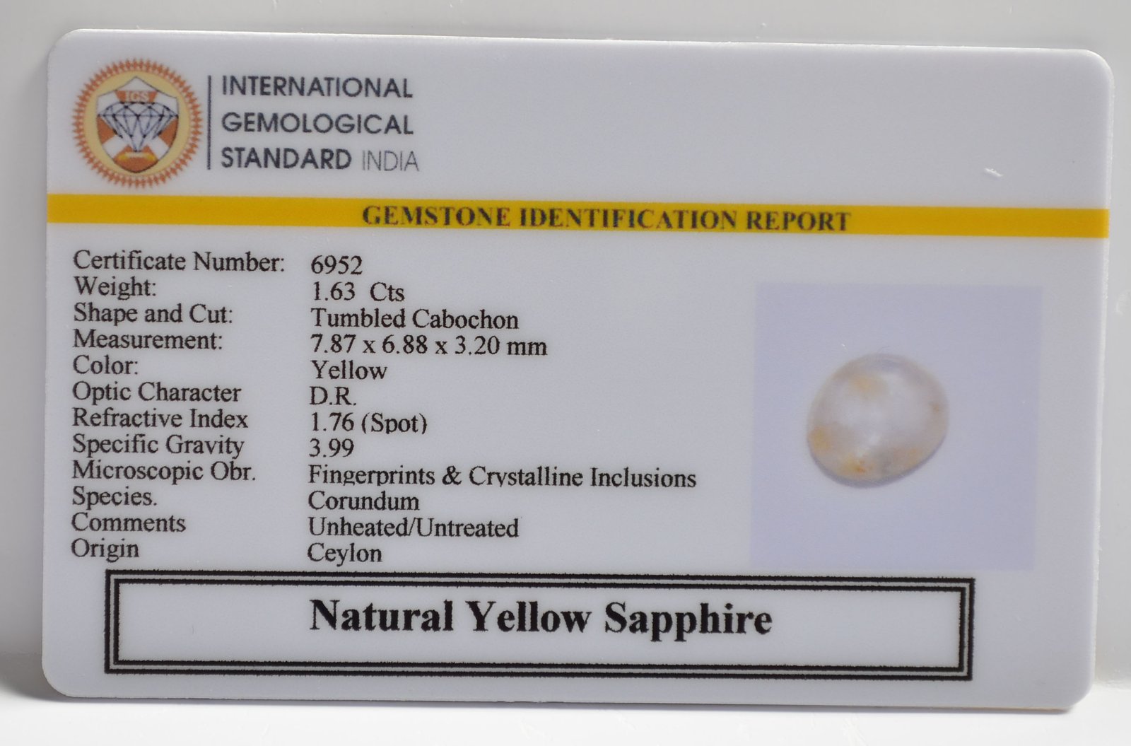 NYSP8626 2 1 YELLOW SAPPHIRE 1.63 Ct.