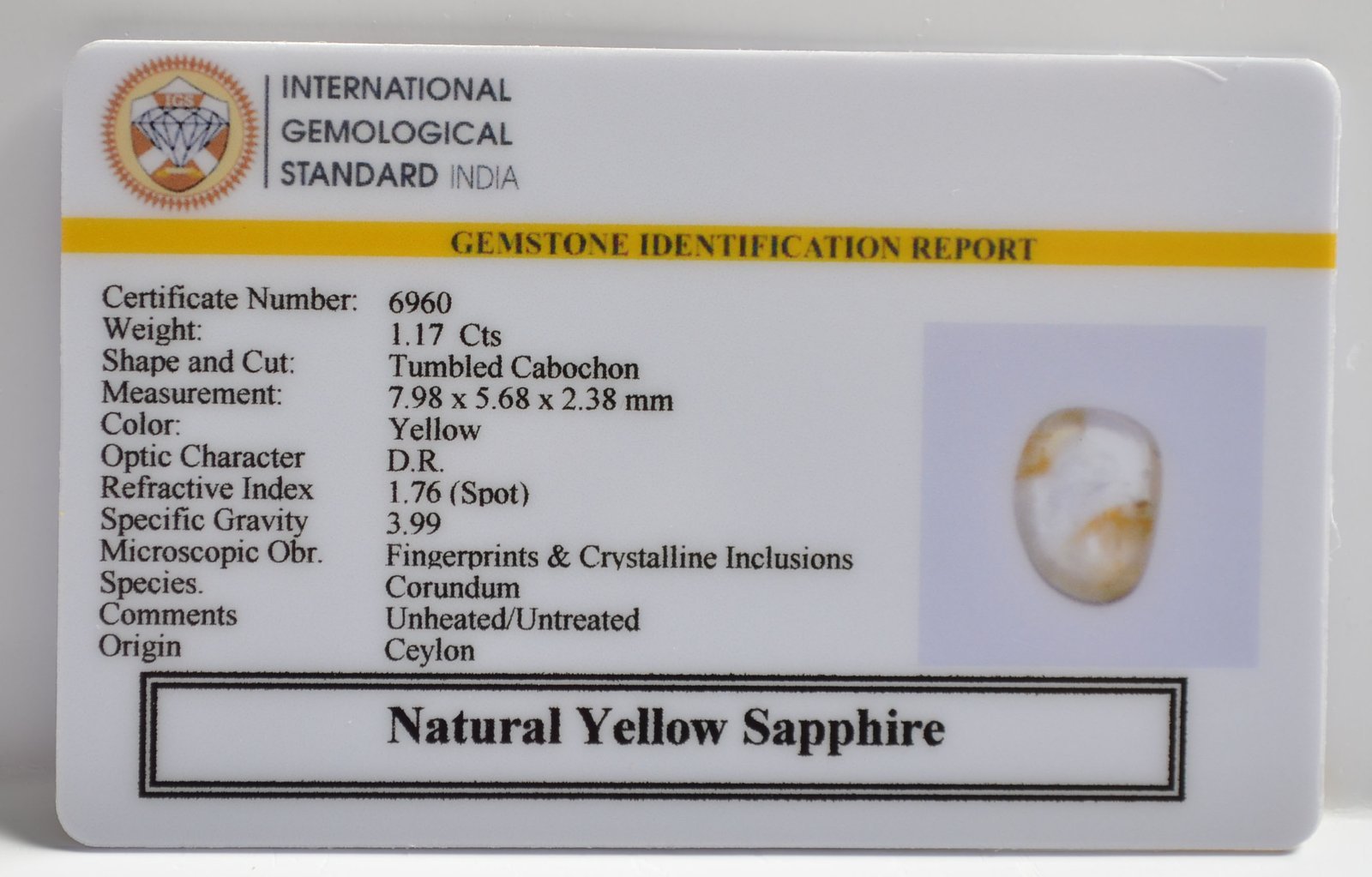 NYSP8634 2 1 YELLOW SAPPHIRE 1.17 Ct.
