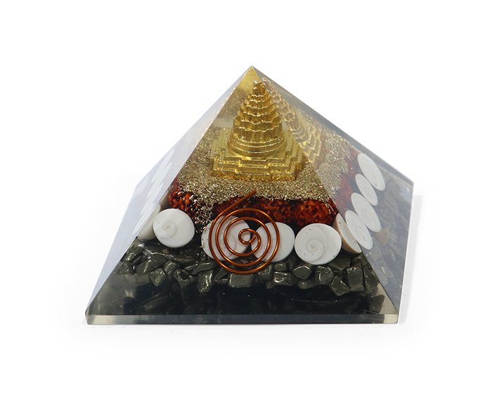 Pyrite Gomti Chakra Shree Yantra Orgone Pyramid