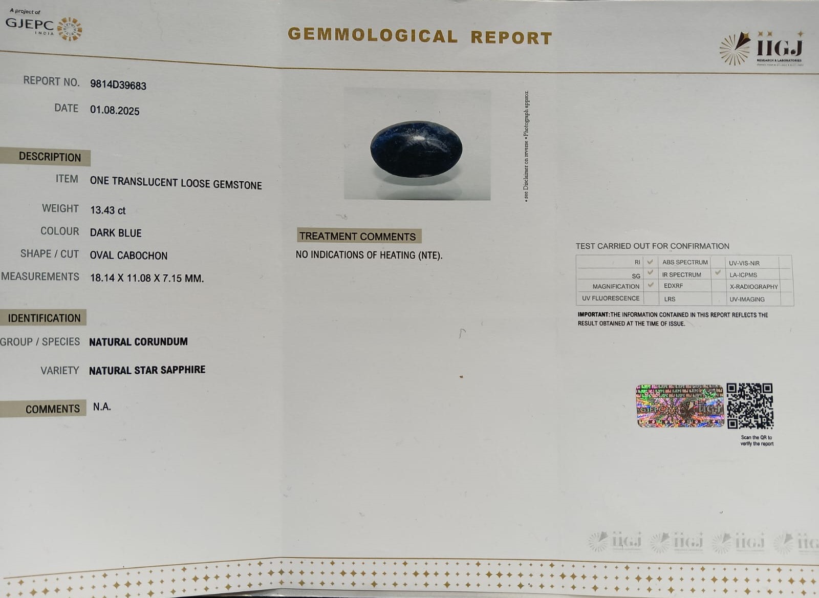 SBS10 2 STAR BLUE SAPPHIRE 13.43 Ct.