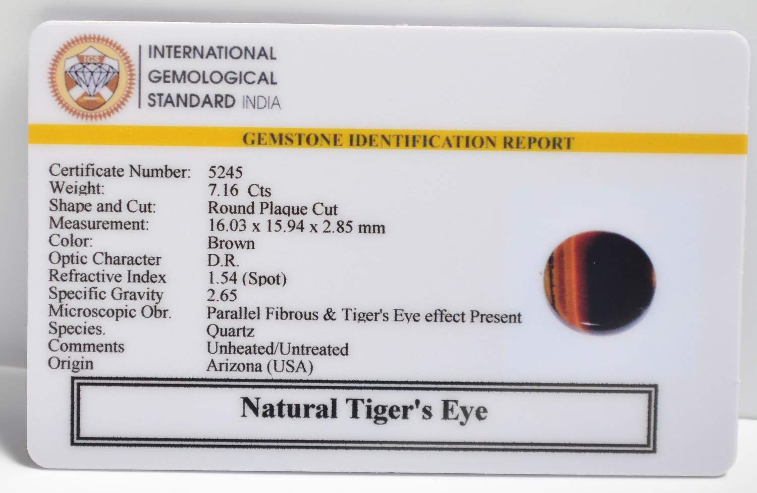 TGR192 2 2 TIGER'S EYE 7.16 Ct.