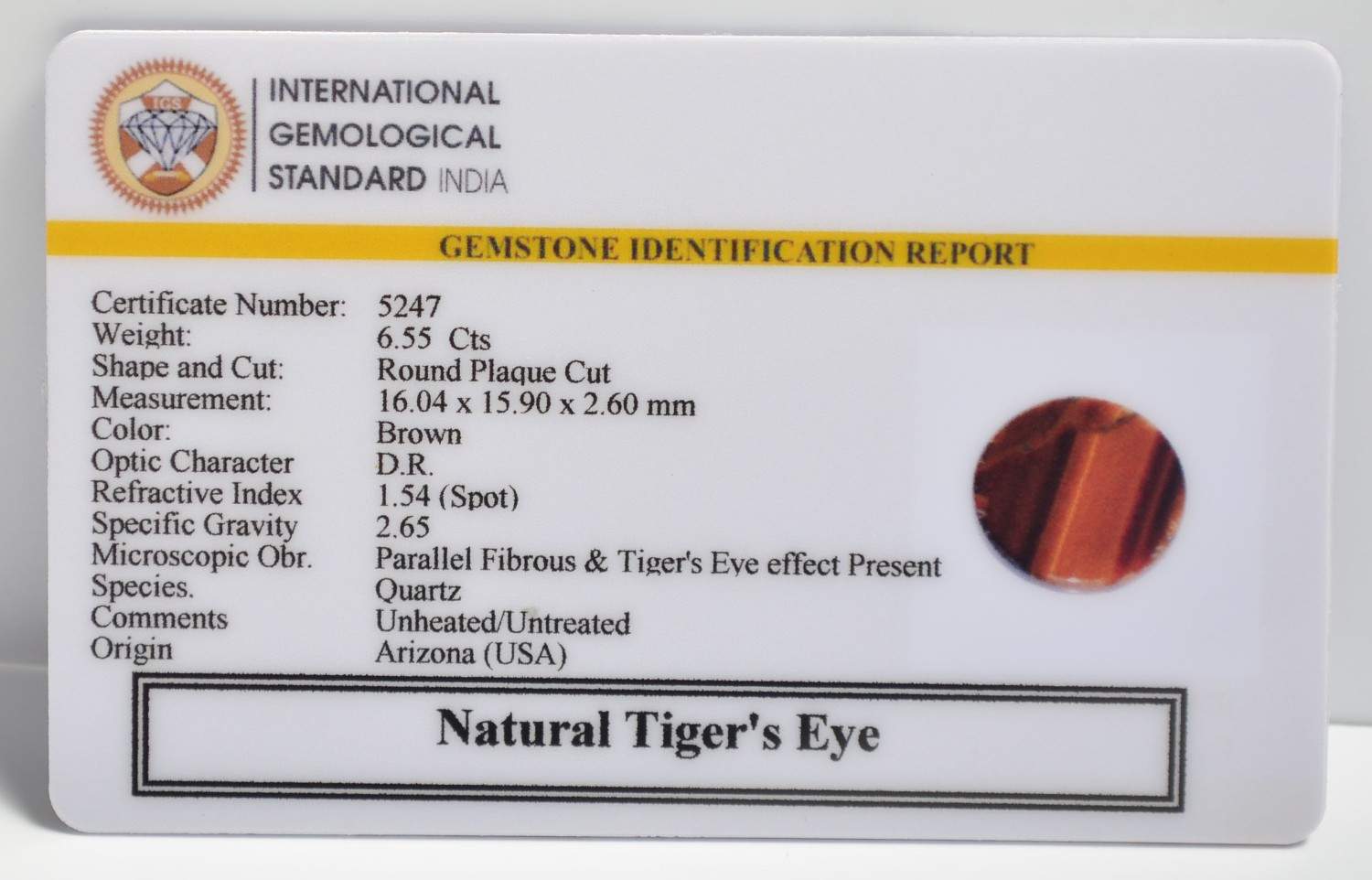 TGR194 2 3 TIGER'S EYE 6.55 Ct.