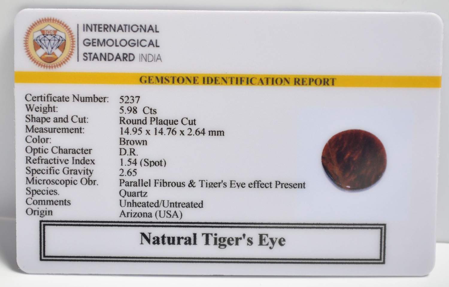 TGRG131 2 2 TIGER'S EYE 5.98 Ct.