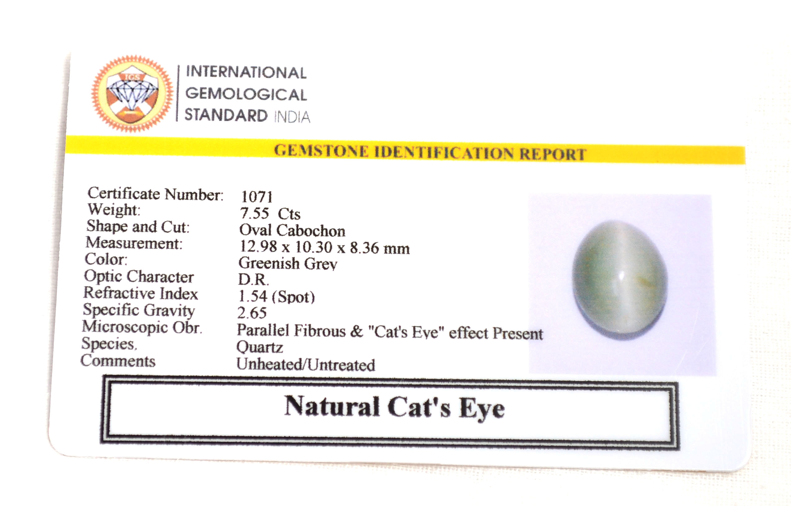 CATS EYE 7.55 Ct. 3 CE2762 2 CATS EYE 7.55 Ct.