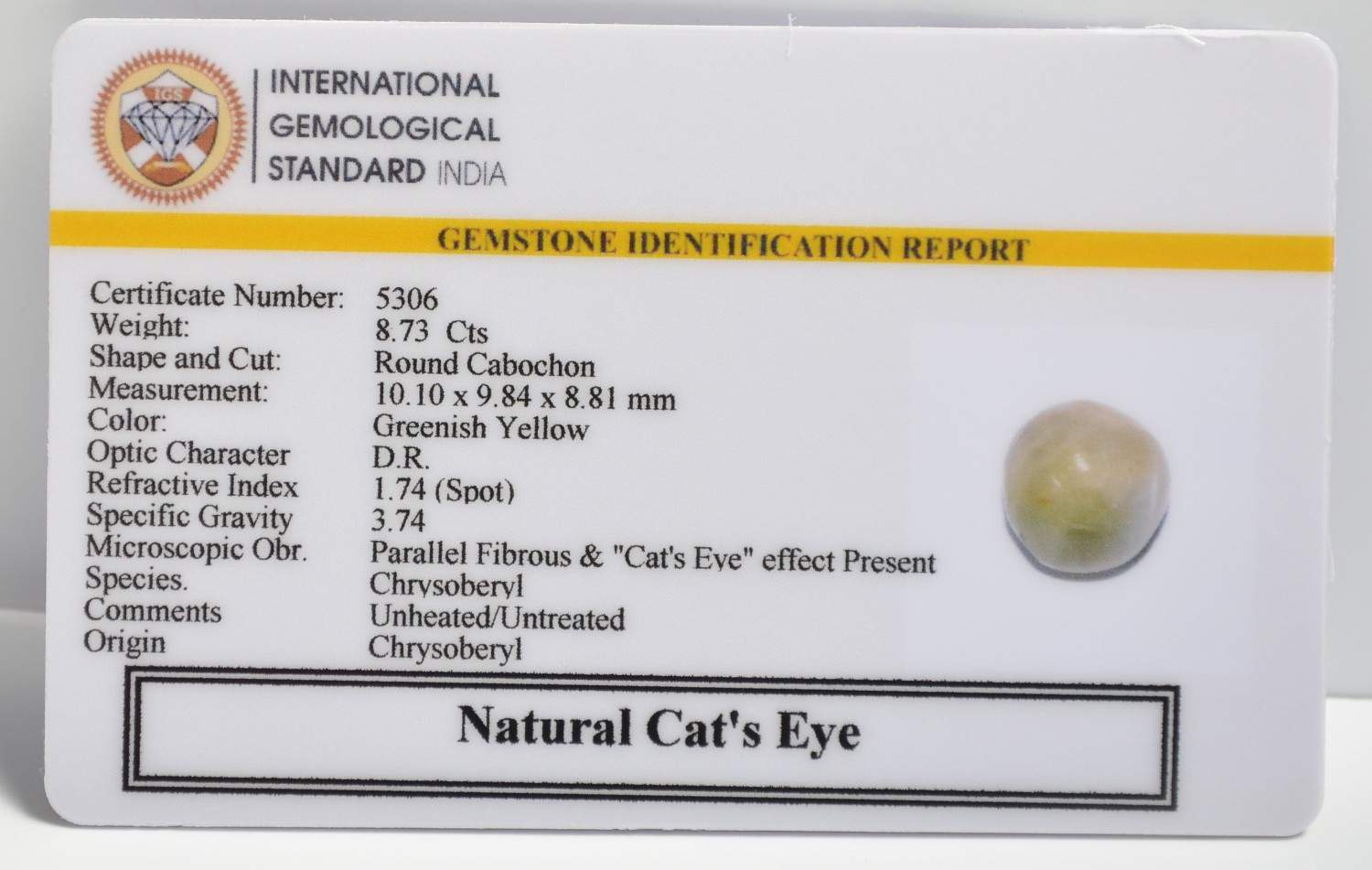 CATS EYE 8.73 Ct. 3 CE2843 2 1 CATS EYE 8.73 Ct.