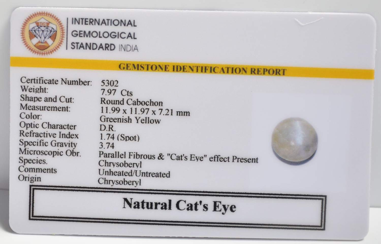 CATS EYE 7.97 Ct. 3 CEG2765 2 1 CATS EYE 7.97 Ct.