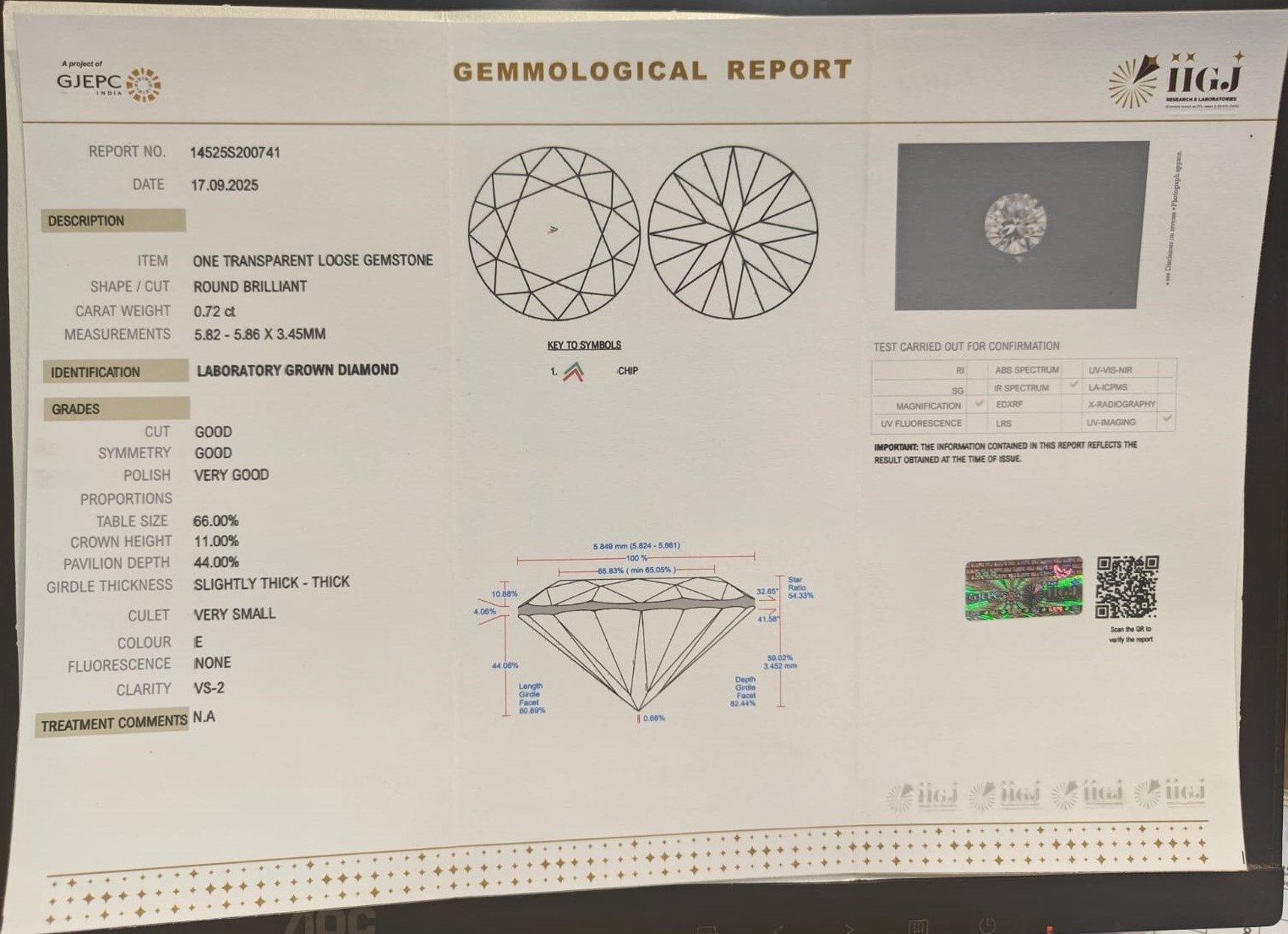 CV75 2 CVD 0.72 Ct.