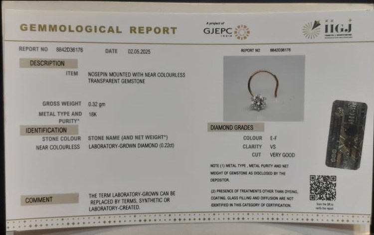 CVD NOSEPIN 0.22 Ct. 3 CVJN01 2 CVD NOSEPIN 0.22 Ct.