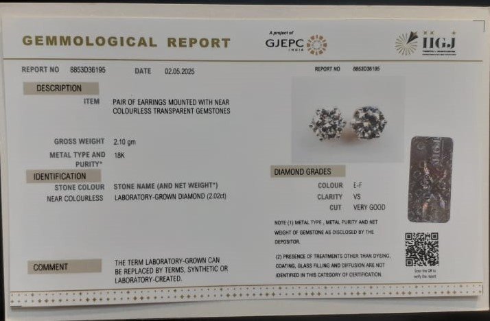 CVJT11 2 CVD EARRING 2.02 Ct.