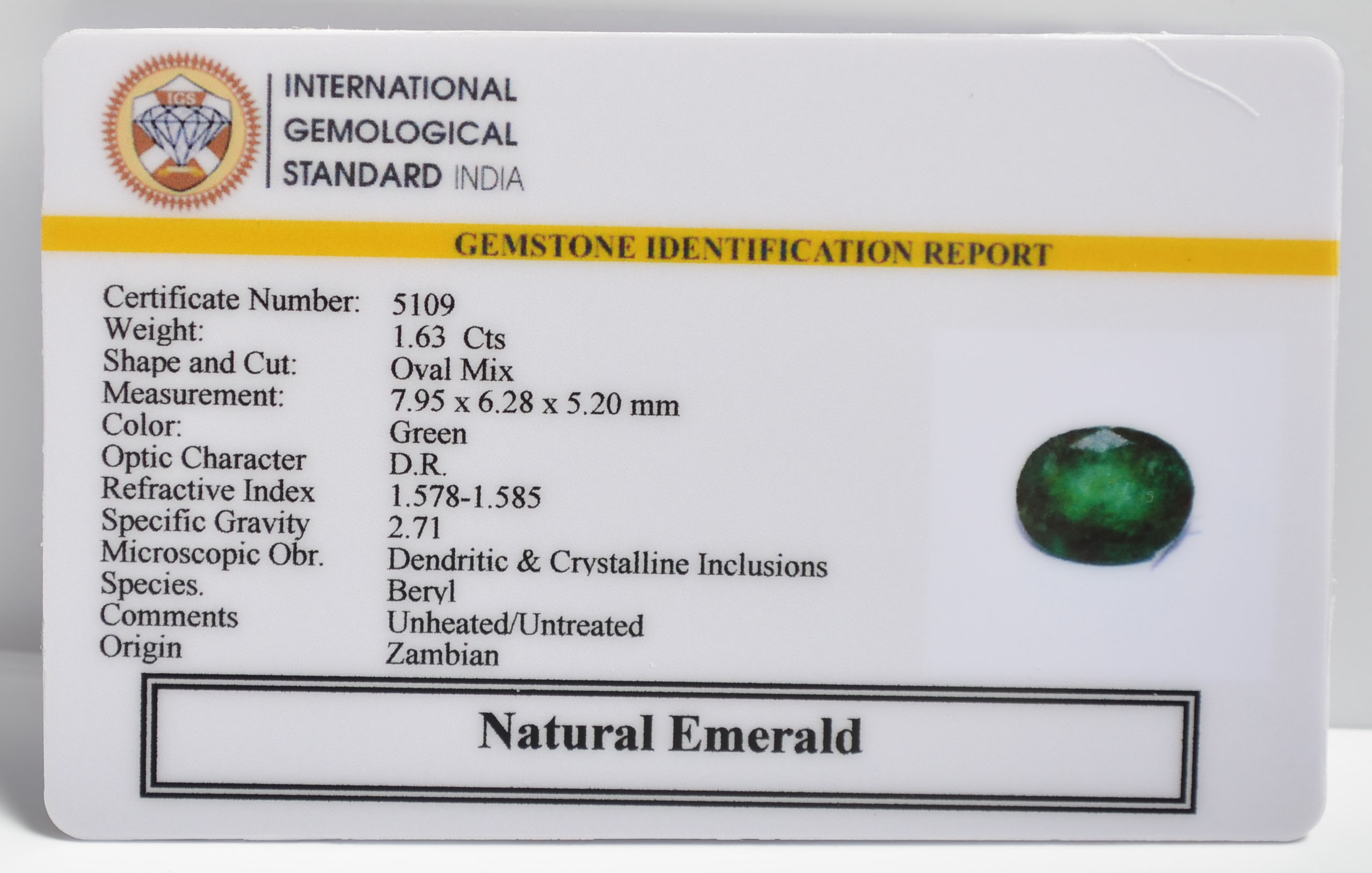 EMERALD 1.63 Ct. 3 EMRD21903 2 1 EMERALD 1.63 Ct.
