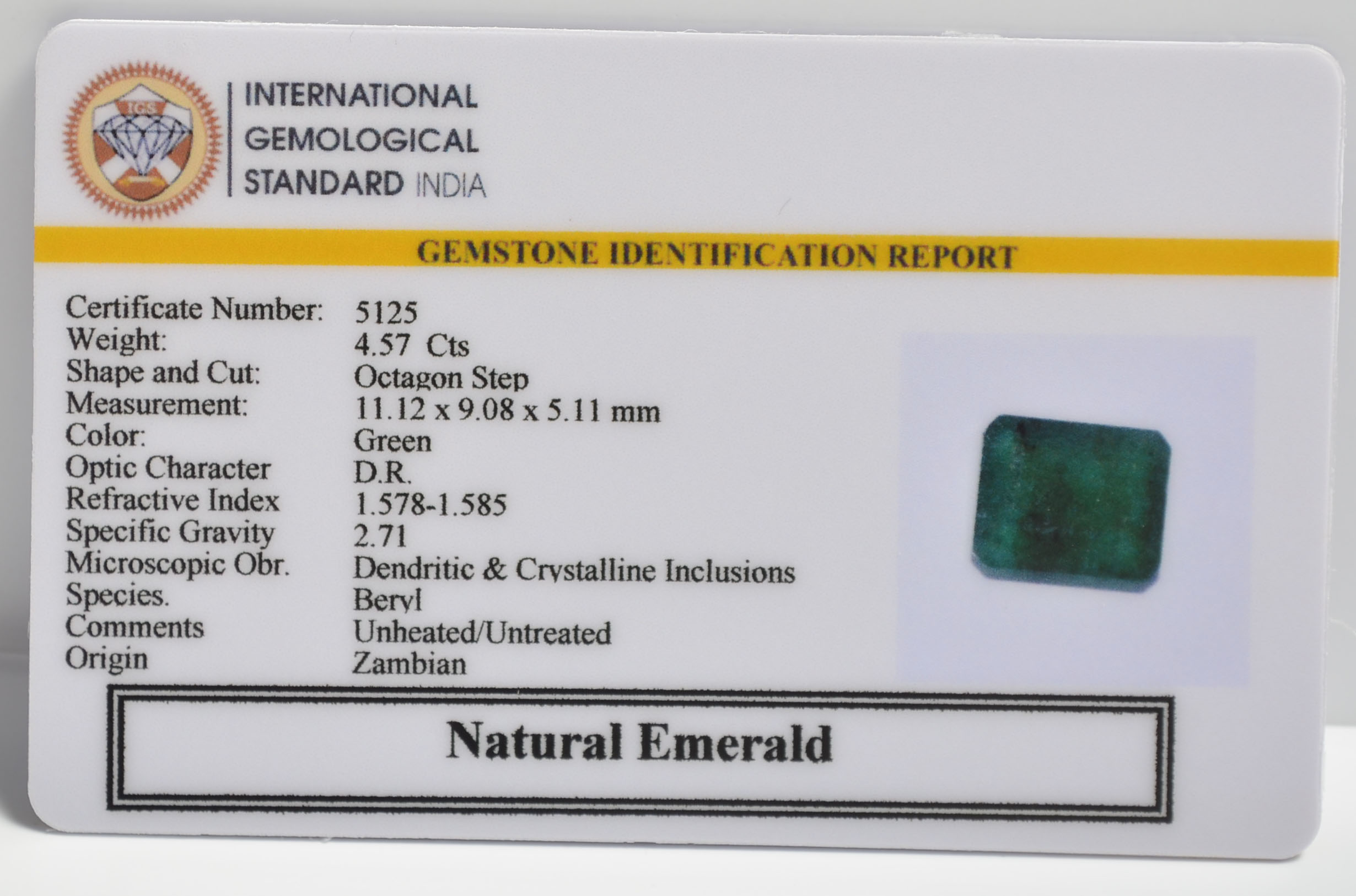 EMERALD 4.57 Ct. 3 EMRD21916 2 1 EMERALD 4.57 Ct.