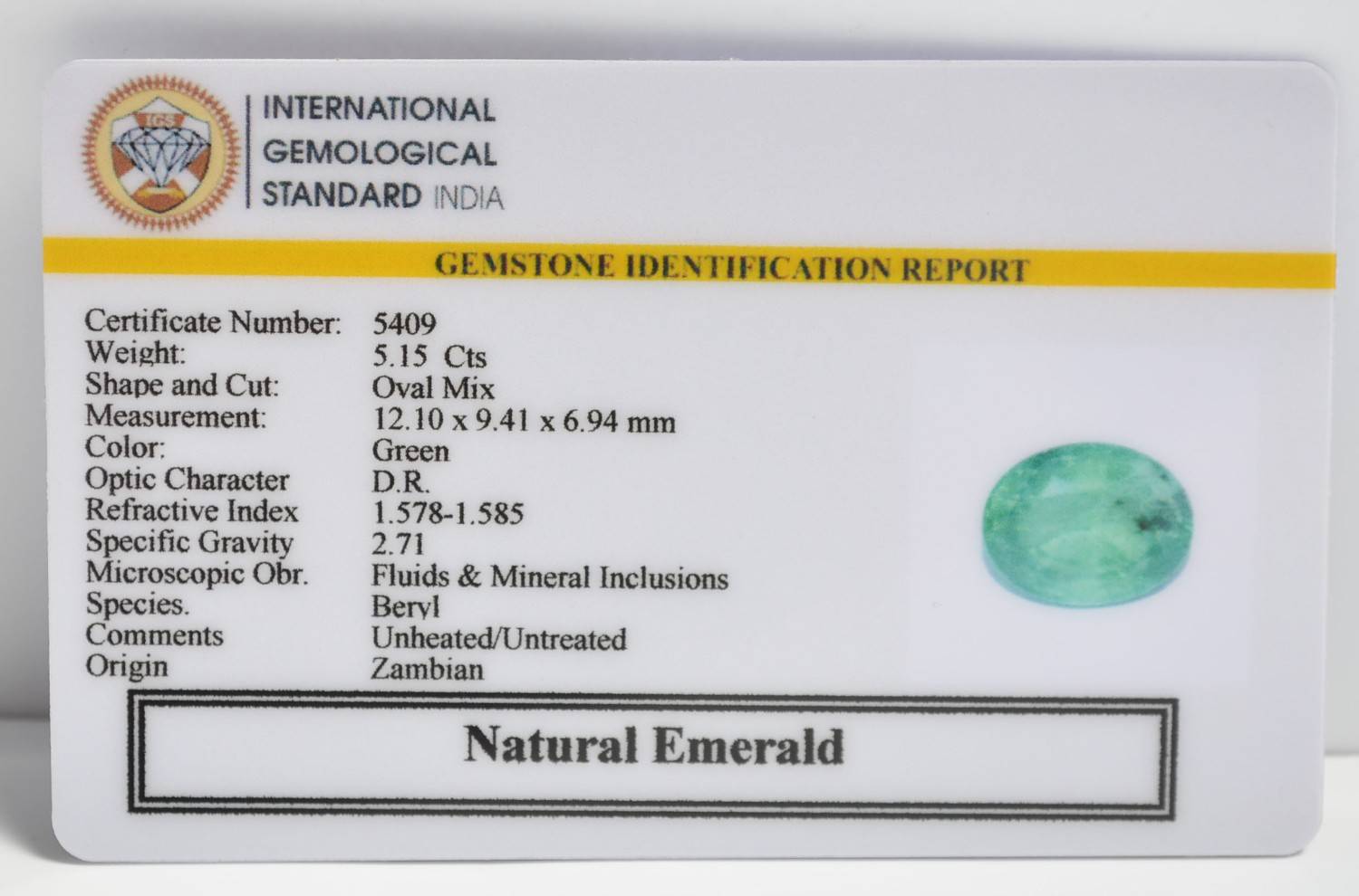 EMERALD 5.15 Ct. 3 EMRD21920 2 1 EMERALD 5.15 Ct.