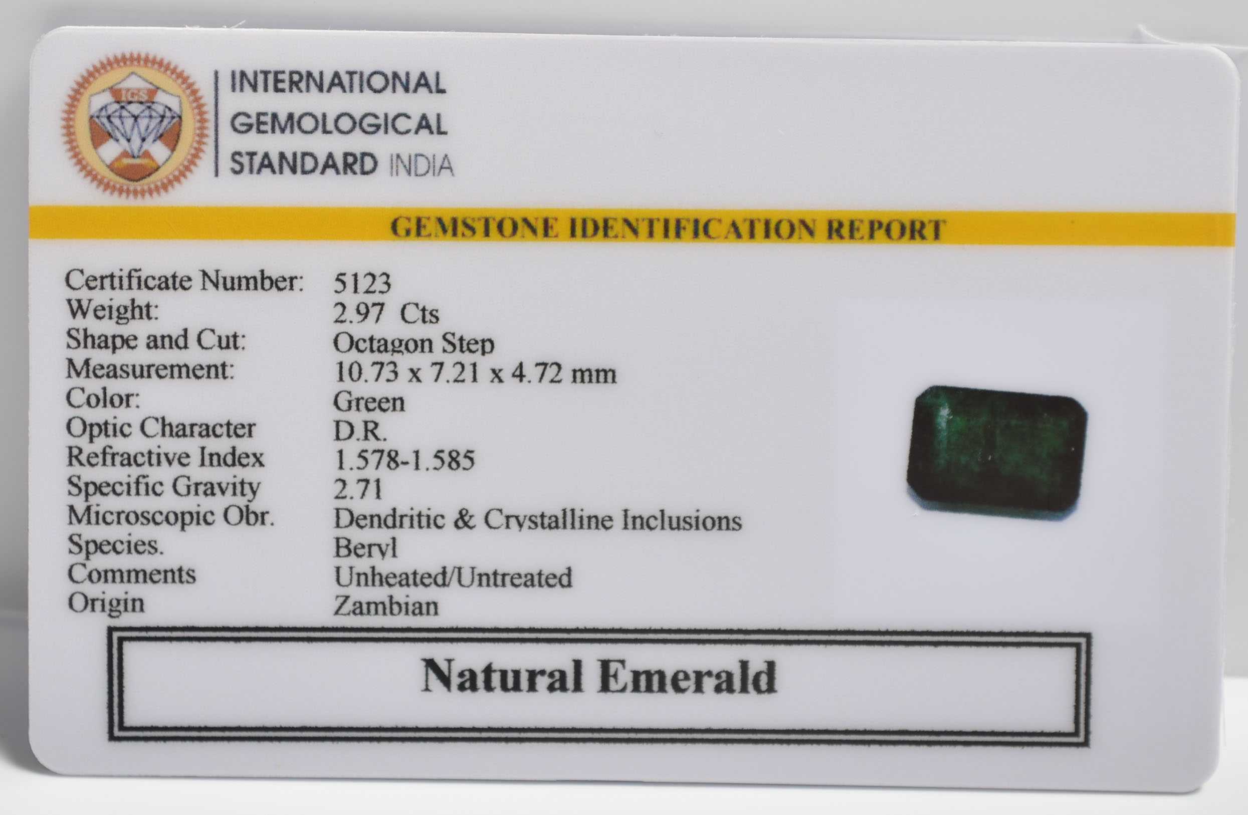 EMERALD 2.97 Ct. 3 EMRG20661 2 1 EMERALD 2.97 Ct.