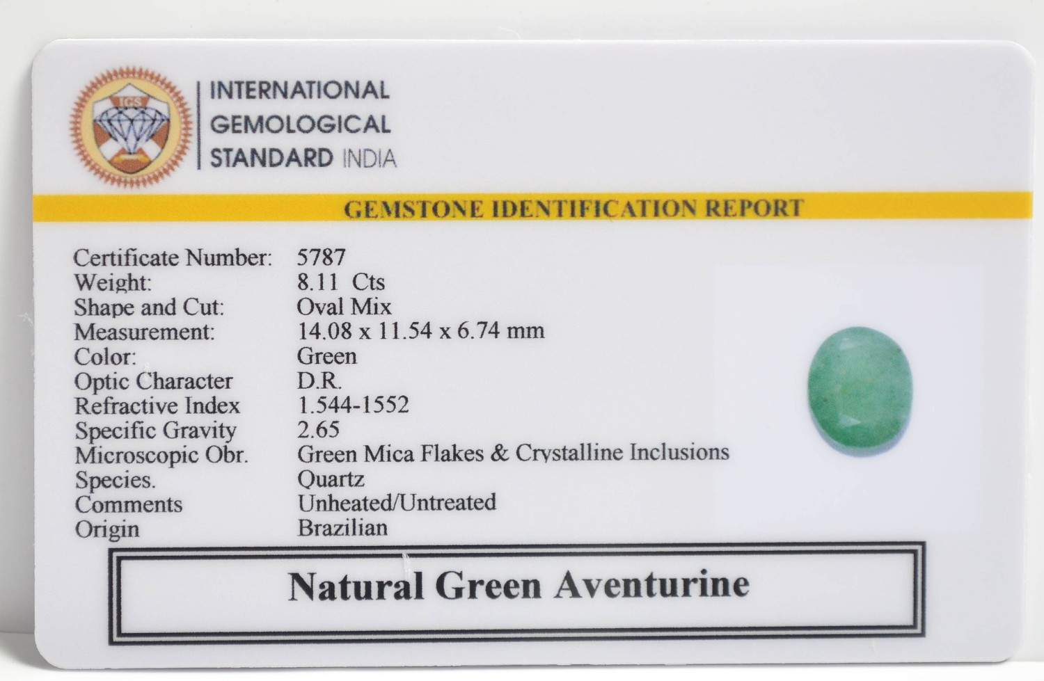 GAT100 2 1 GREEN AVENTURINE 8.11 Ct.