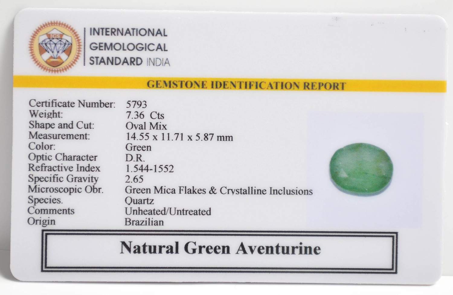 GAT104 2 1 GREEN AVENTURINE 7.36 Ct.