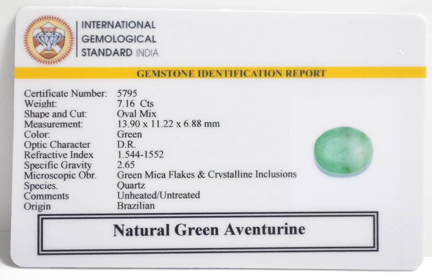 GAT19 2 1 GREEN AVENTURINE 7.16 Ct.