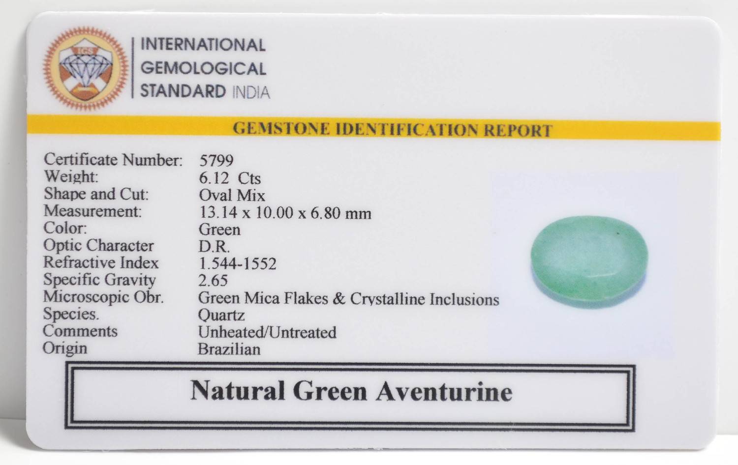 GREEN AVENTURINE 6.12 Ct. 3 GAT23 2 1 GREEN AVENTURINE 6.12 Ct.