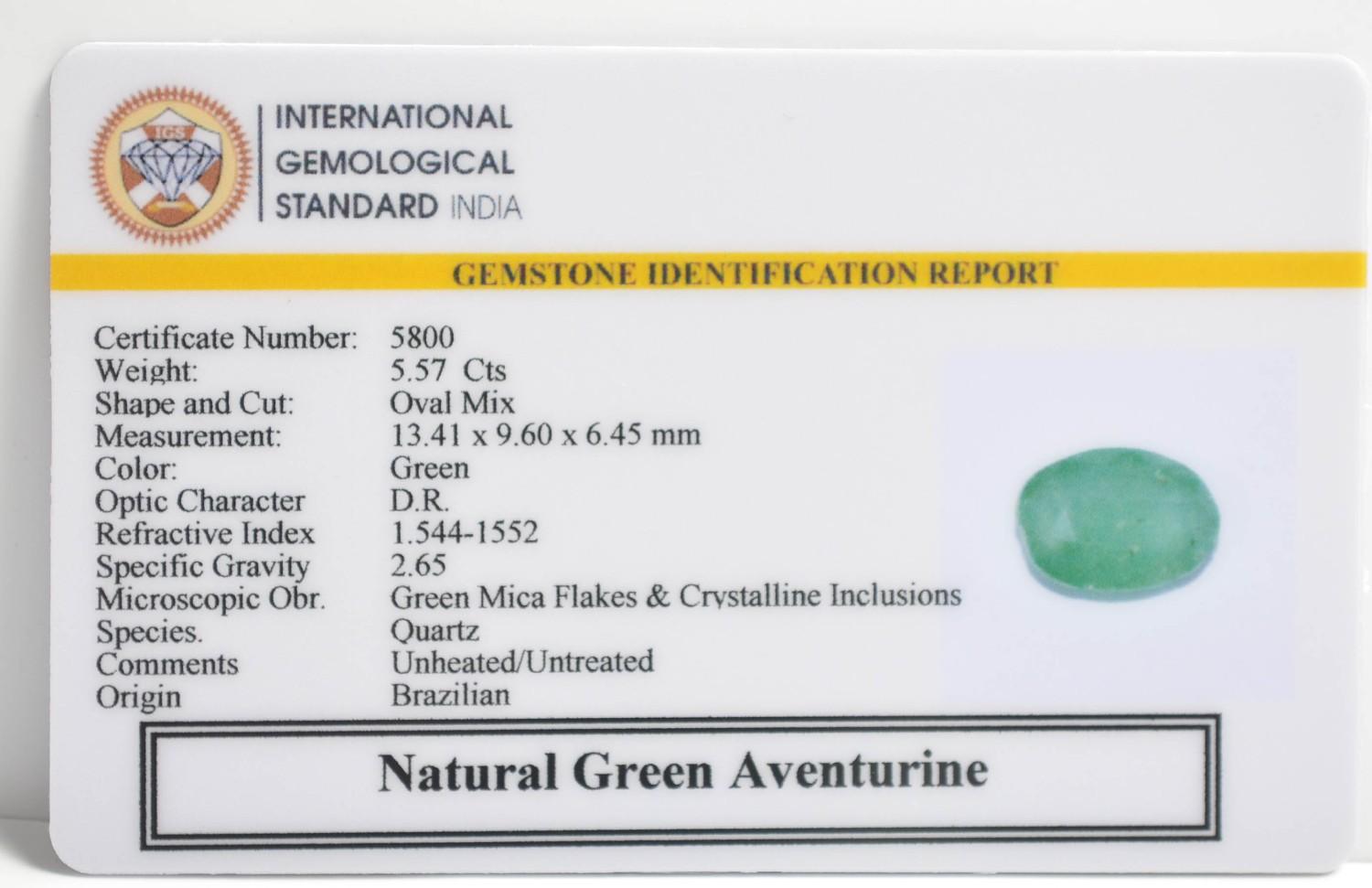 GREEN AVENTURINE 5.57 Ct. 3 GAT24 2 1 GREEN AVENTURINE 5.57 Ct.