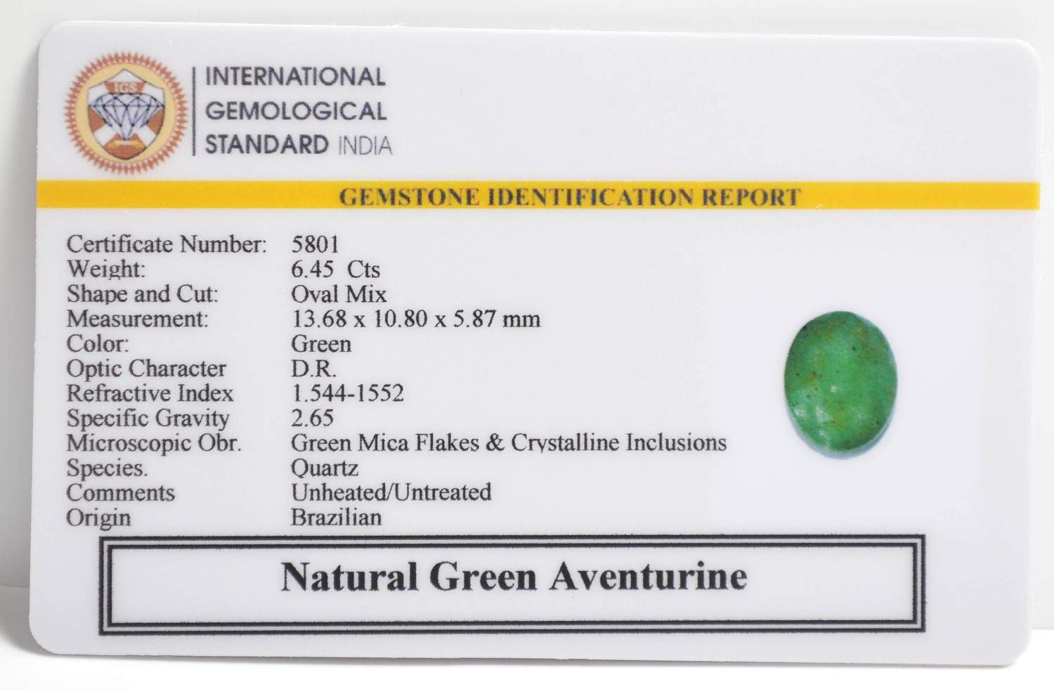 GAT25 2 1 GREEN AVENTURINE 6.45 Ct.
