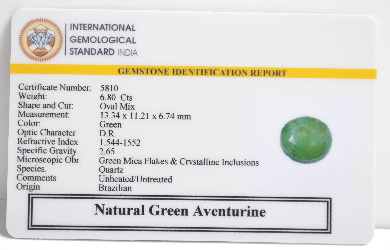 GAT34 2 1 GREEN AVENTURINE 6.8 Ct.
