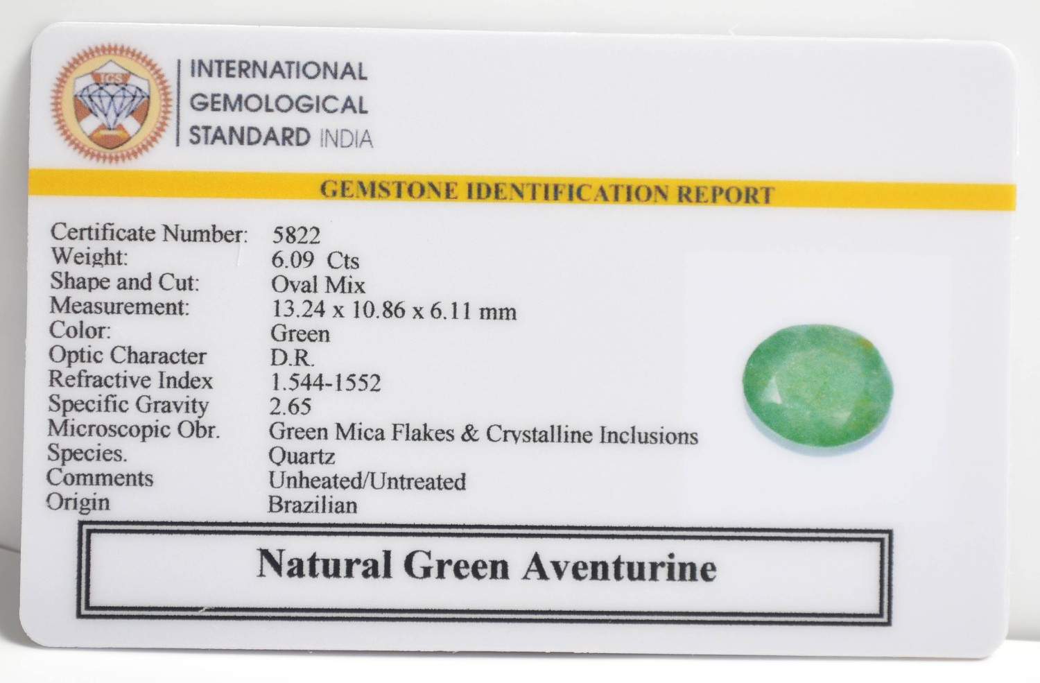 GREEN AVENTURINE 6.09 Ct. 3 GAT46 2 1 GREEN AVENTURINE 6.09 Ct.