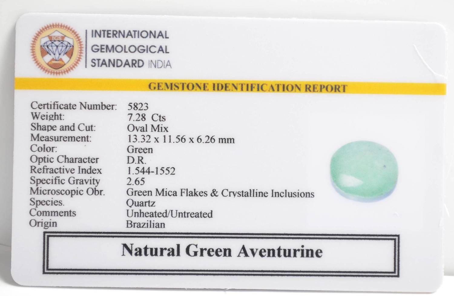 GAT47 2 1 GREEN AVENTURINE 7.28 Ct.