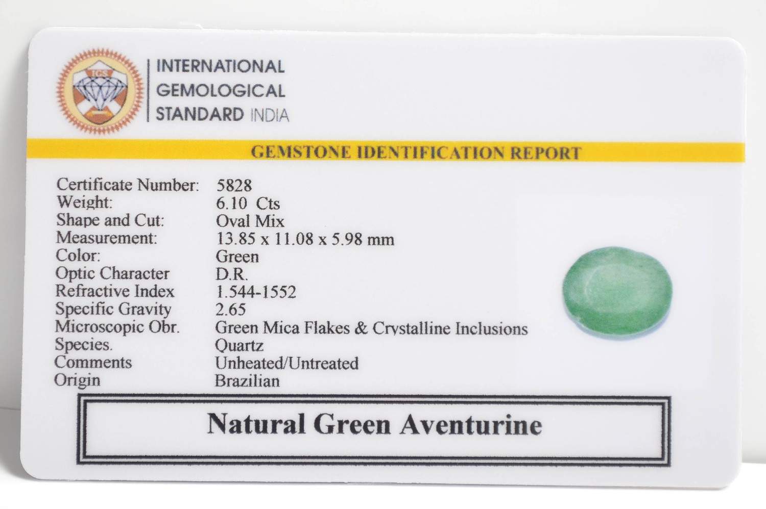 GAT52 2 1 GREEN AVENTURINE 6.1 Ct.