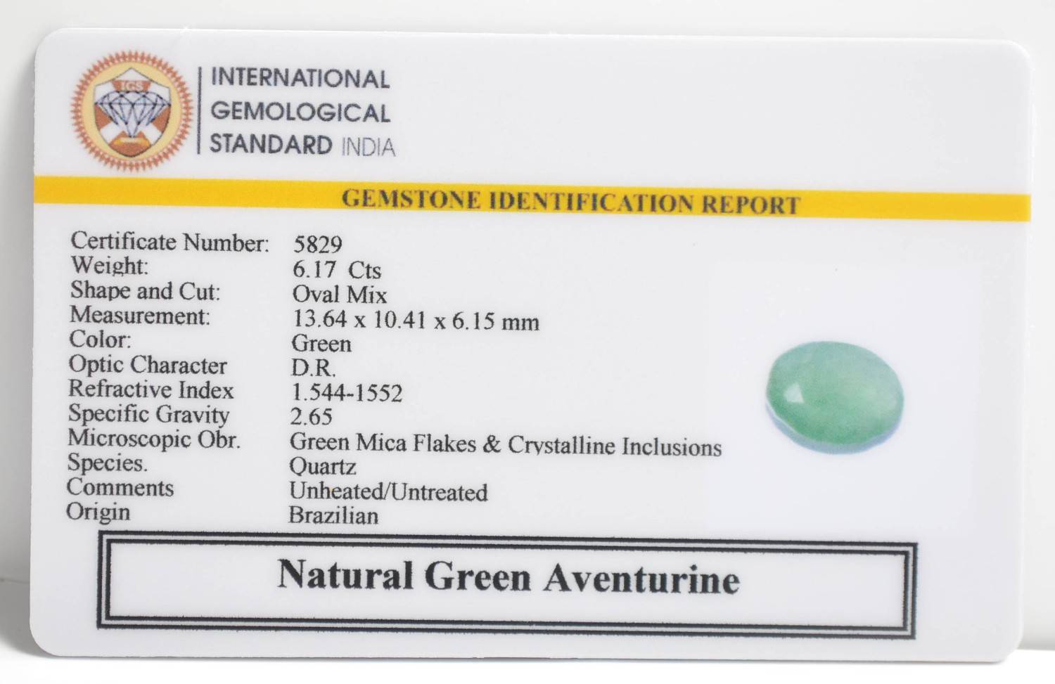 GAT53 2 1 GREEN AVENTURINE 6.17 Ct.