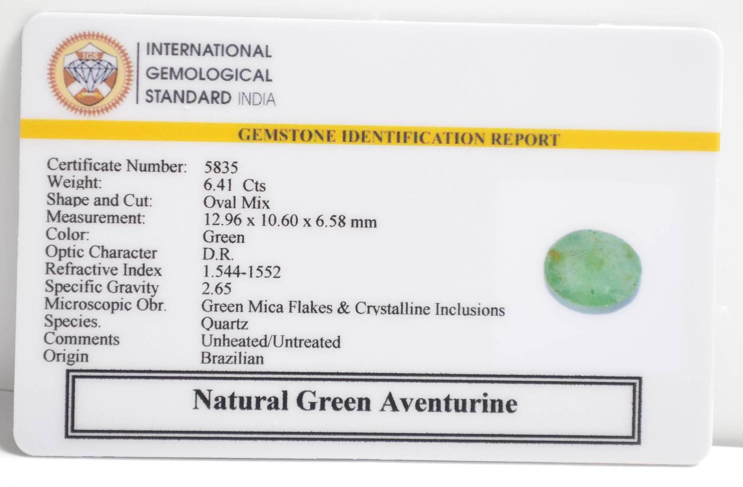 GAT59 2 1 GREEN AVENTURINE 6.41 Ct.