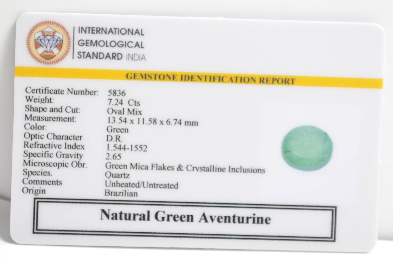 GREEN AVENTURINE 7.24 Ct. 3 GAT60 2 1 GREEN AVENTURINE 7.24 Ct.