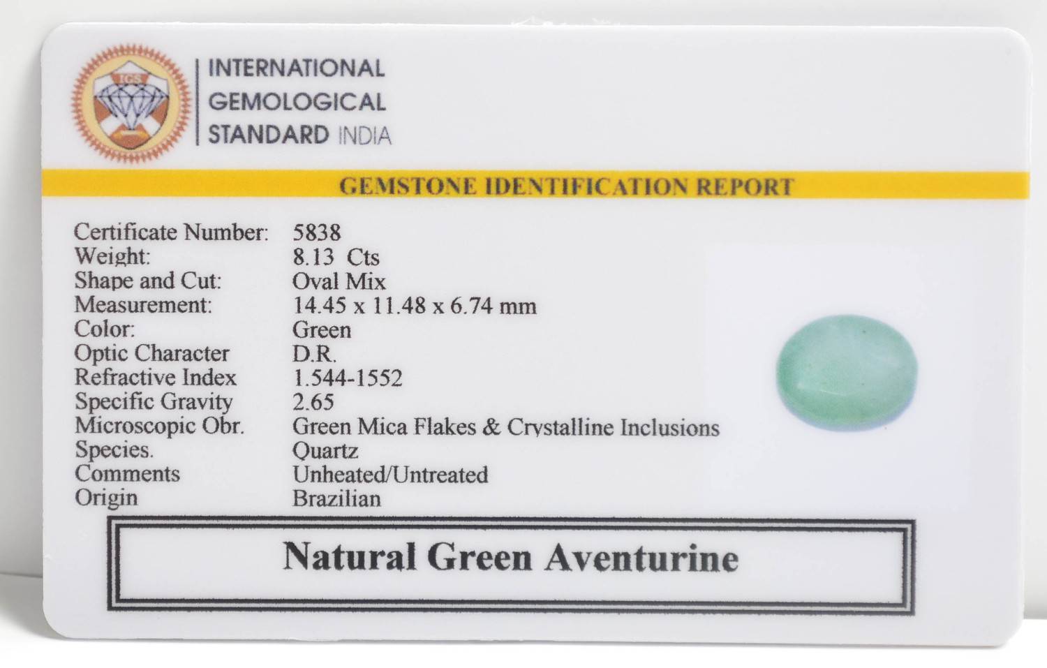GAT62 2 1 GREEN AVENTURINE 8.13 Ct.