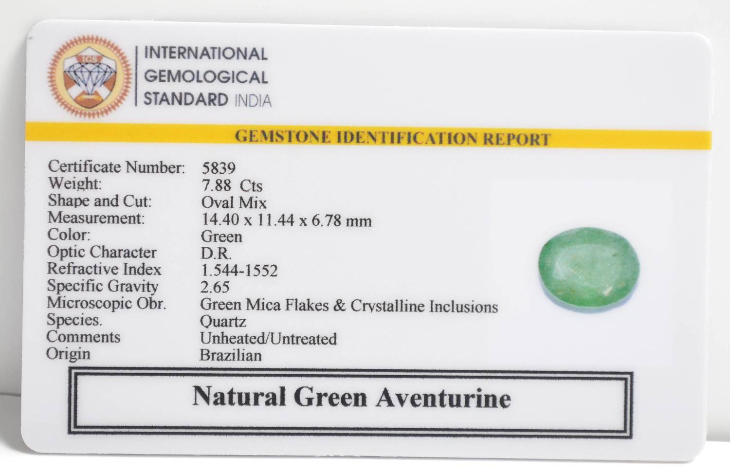 GAT63 2 1 GREEN AVENTURINE 7.88 Ct.