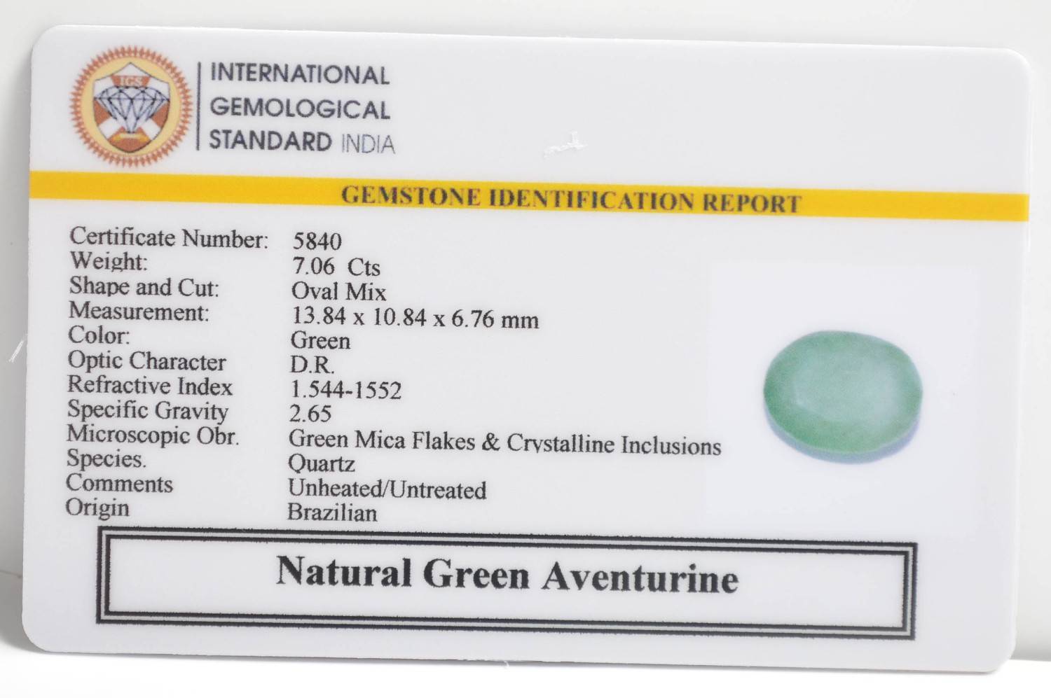GREEN AVENTURINE 7.06 Ct. 3 GAT64 2 1 GREEN AVENTURINE 7.06 Ct.