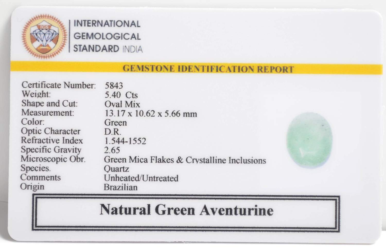 GAT67 2 1 GREEN AVENTURINE 5.4 Ct.
