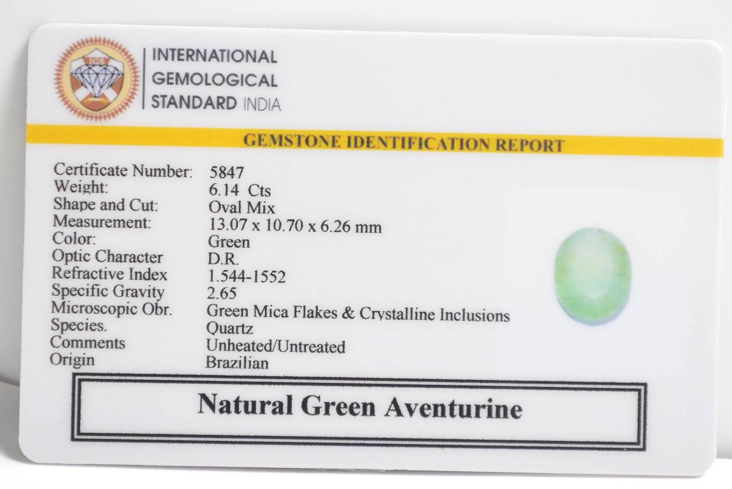 GAT71 2 1 GREEN AVENTURINE 6.14 Ct.