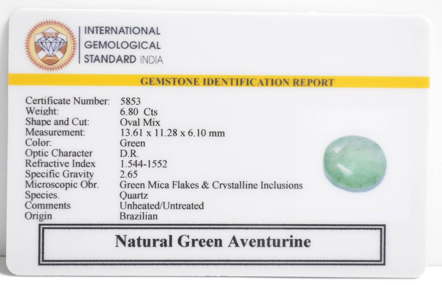 GAT77 2 1 GREEN AVENTURINE 6.8 Ct.